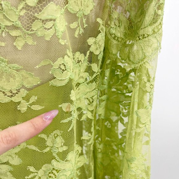 Vintage 60s Neal McClintock Chartreuse Green Lace Midi Shift Dress Womens Size M - Picture 7 of 13